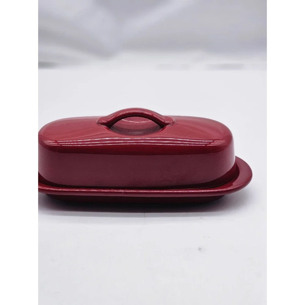 Chantal Butter Dish Unisex  Burgundy Good Stoneware Crazed 93-TVBD